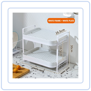 【COZYCASA】Golden Frame Drainage Rack Multifunctional Kitchen Tray Fruits Vegatables Nordic Minimalist Organizer