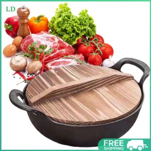 COD [Free Shipping] Heavy Duty Cast Iron Skillet Non Stick Flat Bottom Fry Pan with Lid and Handle for Versatile Kitchen Use