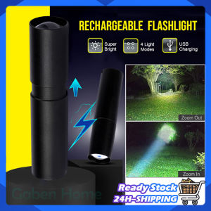 LED Mini Flashlight Portable Ultra-Bright Pocket Size USB Rechargeable ZOOM Flashlight Long-Range 3 Lighting Mode for Outdoor Lighting Home Tools
