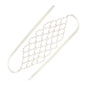 YUDESHUI Hình dạng lưới Vòng cài tóc đính đá Làm thủ công Tinh tế Vòng buộc tóc Thời trang Sang trọng Dây buộc tóc công chúa ngọc trai Dành cho cô dâu