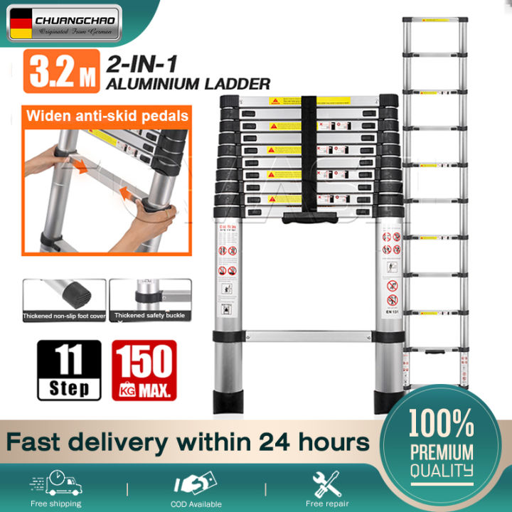 [Same Day Delivery] CHUANGCHAO 3.2MTelescopic Foldable Ladder Folding