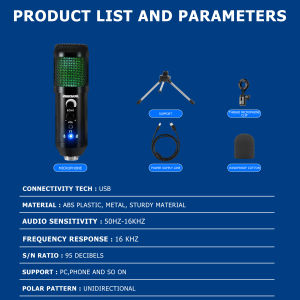 USB Microphone for Recording for Singing Game Condenser Mic for MAC Windows Mobile Phone Android Mike for Videoke Complete Microphone Capacitor With Desk Stand