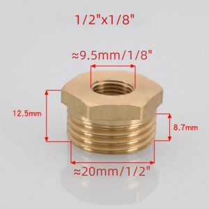 NALANILI 1/8 1/4 3/8 1/2 3/4 Brass Hex Bushing Hex Brass Reducer Pipe Fitting Connector Water Gas Adapter