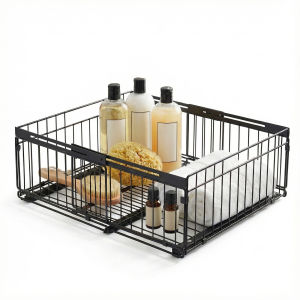 Kitchen Cupboard Storage Basket with Sliding Function and Easy Clean Surface