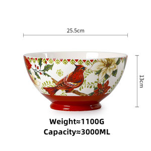 OMK American Redbird series Ceramic 3000ML Serving Bowls Fruit salad bowl