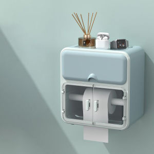 กล่องทิชชู่ กล่องใส่กระดาษชำระ ติดผนังไม่ต้องเจาะ กันน้ำ ใส่ได้ทั้งทิชชู่แบบม้วนและแบบแผ่น tissue box กล่องทิชชู่แบบใส กล่องกระดาษทิชชู่ติดผนังไม่เจาะรูกล่องกระดาษชำระใช้ในห้องน้ำกันน้ำและกันความชื้นHongKong60