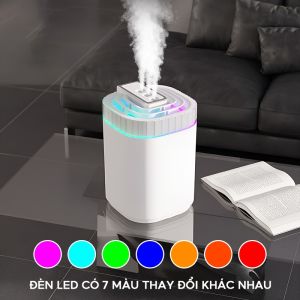 Máy Tạo Ẩm 3 Vòi Phun Siêu Mịn – Dung Tích 4L Công Suất 5W Đèn LED Đổi Màu Kèm Remote