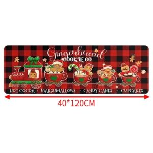 Christmas 2Pcs Set Kitchen Carpet Absorbent Non-slip Floor Mat Santa Claus Elk Retro Thicken Doormat