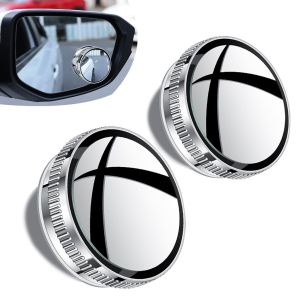 2pcs silver General Auxiliary auto parts rearview assist mirror 360-degree rotatable wide-angle blind spot Tahan lama