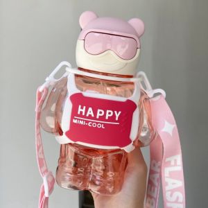 กระติกน้ำ กระบอกน้ำ  ขวดน้ําเด็กไปโรงเรียน แก้วน้ําเด็ก ขนาด 800ml พร้อมฝาครอบกันรั่วมีสายคล้อง แบบพกพา