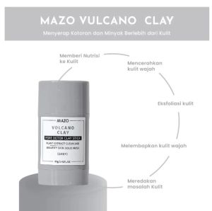 MAZO Volcano Clay Stick Mask - Pembersih Pori & Anti-Kerutan untuk Kulit Berminyak - BPOM