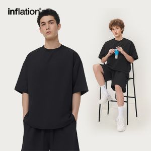 INFLATION brand Mens Youth 2024 Spring/Summer New Product Moisture wicking Woven T-shirt Lightweight and Comfortable Fashion Brand Loose Short Sleeves