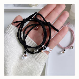 Pharaoh🎀Ready stock❤️ 2Pcs/1 pasang gelang couple astronot magnet hitam murah COD gelang persahabatan 2 orang magnet gelang couple pacar bestie gelang mahnet
