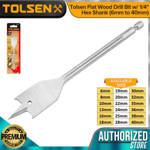 Tolsen Flat Wood Drill Bit w/ 1/4" Hex Shank (6mm to 40mm)