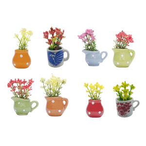8Pcs Miniature Resins Vase Magnets Refrigerator Decors Strong Magnetic Hold Flower Pot Kitchen Office Decors Ornaments