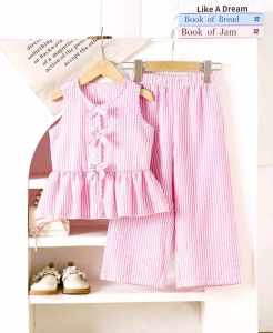 FREE SHIPPING & COD Casual Classy Elegant  Summer Wear GIRL Front Ribbon Top and Pants for Girl Kids - 2 to 14 years old   - classy and elegant - timeless classic  - timeless piece - casual office  party - classic piece - super kapal ng tela - hindi kay