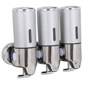 ZHAOCAIMAO 1/2/3 หัว ที่จ่ายสบู่ติดผนัง สามารถเติมได้ กดด้วยมือ ภาชนะใส่สบู่เหลว ง่าย ถอดออกได้ ขวดแชมพูเหลว ห้องน้ำโรงแรม