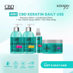 CBD PAKET 4IN1 KERATIN PRO DAILY SHAMPO + CONDI + SPRAY + MASK 250gr
