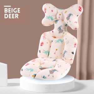 Baby Stroller Cotton Cushion Seat Mat Liner Stroller Mat Cover Accessories Urine Pad Liner Cartoon Trolly Mattress Pushchair Baby Cart Pram Comfortable Baby Stroller Breathable Soft Car Pad (Pink/Beige/Grey)