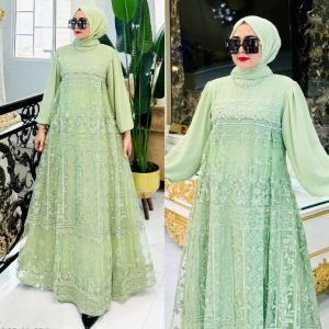 COD Delvira Dress Matt Ceruty Mix Brukat Apk Payet Size XL Dress Kondangan Mewah Fashionable Murah