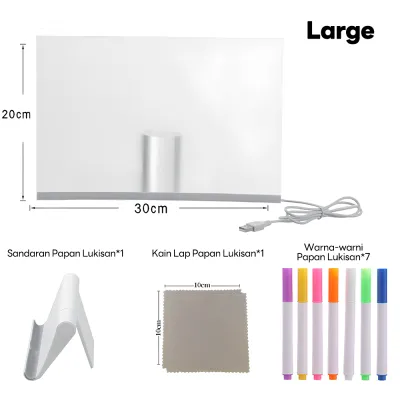 Mumystation Papan Lukisan Led Bercahaya Drawing Board For Kid Acrylic Free Paintbrushes Led Drawing Board Usb Charging