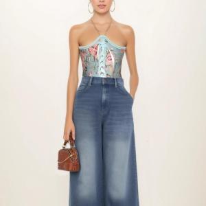 Lady Bustier Floral Print Corset Shapewear Top for Women Slimming Waist Cincher Supportive Slimming Waistband