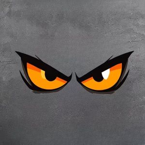 IFFINE 1PC Cool Car Fierce Red Eyes Sticker Universal Realistic Decorative Stickers Creativity 2D Plane Unique Eye Stickers For CarsMotorcyclesHelmet Etc