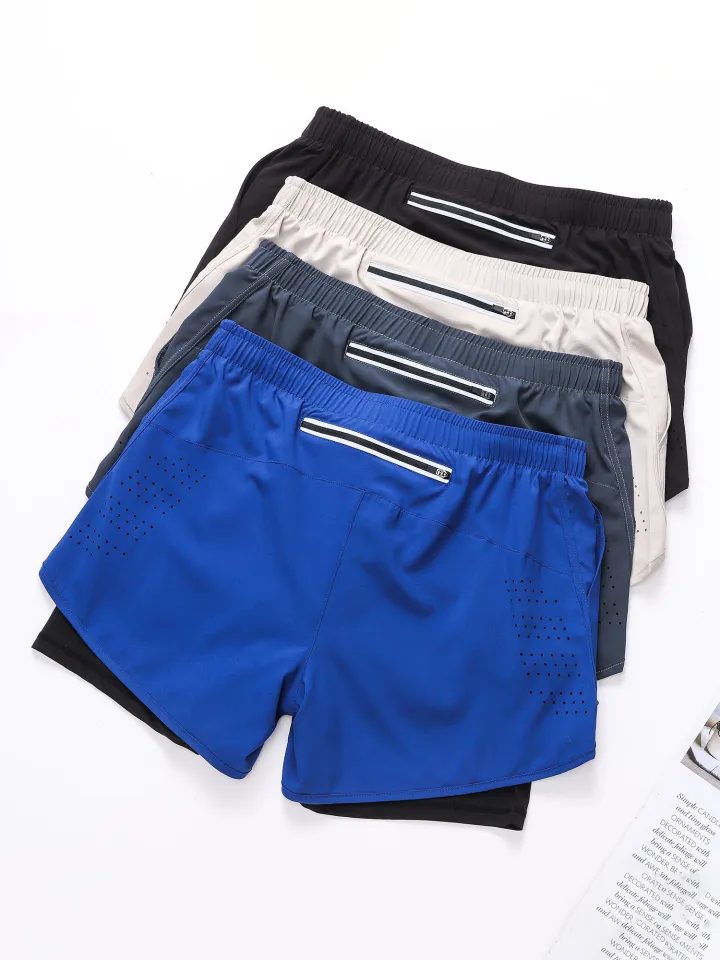 2-In-1 Men Running Shorts with Towel Loop Pockets Quick Dry