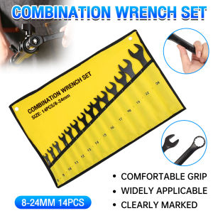14pcs Combination Wrench Tool Set 8-24mm Professional Dual Purpose Allen Wrench Set for Motorcycle