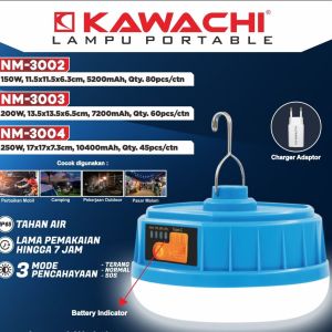 LAMPU EMERGENCY PORTABLE KAWACHI NM-3002 150W - BATERAI 5.200mAh - BISA POWERBANK - TAHAN LAMA