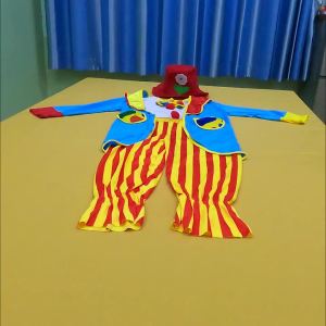 Kids Girls Boys Halloween Clown Cosplay Costume Striped Jumpsuit with Wig Red Nose Shoes Magician Performance Fancy Outfits2026