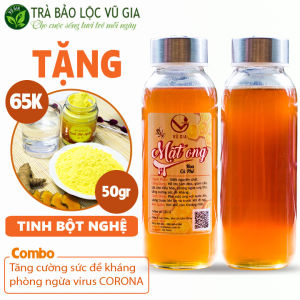 Mật Ong Hoa Cà Phê Nguyên Cao Cấp Chất Bảo Lộc Vũ Gia (420gr/hũ) - Tặng Tinh Bột Nghệ Nguyên Chất (50g/túi) - Hỗ trợ tiêu hóa đắp mặt nạ dưỡng da xóa mờ mụn thâm nám tăng cường sức đề kháng - Đã được kiểm nghiệm