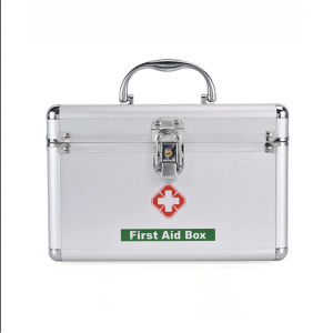 Household Medicine Box Aluminum Alloy Double Open Multi-Layer Medicine Cabinet Wall-Mounted First Aid Storage Box Medica