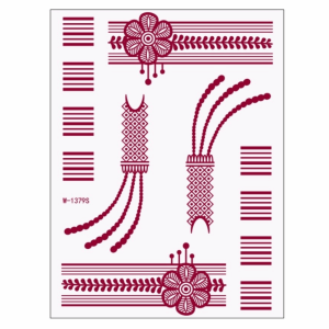 LEKGAVD Red Mehndi Stickers Henna Tattoo Stickers Lace Fake Tattoo Legs Arm Body Art Sticker Fashion Wedding Tool Red Henna Tattoo Decals Women/Lady