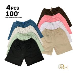 ⭐PROMO 4 PCS⭐ Celana Pendek Pria Wanita Kolor Bahan Fleece Premium Distro