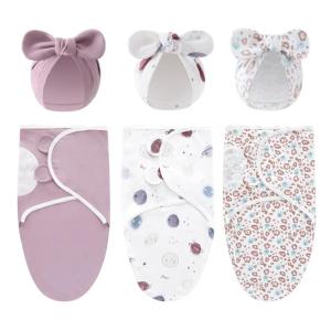 3 Bộ trẻ sơ sinh swaddles Chăn địu em bé Khăn nam nữ bệnh viện Mũ thời trang nắp ca-pô hat với Bowknot chi tiết