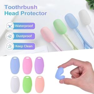 LUNARA 6Pcs Reusable Silicone Toothbrush Covers Waterproof Breathable Toothbrush Head Cover Bathroom Accessories Hygienic Toothbrush Dust Cover Travel Use