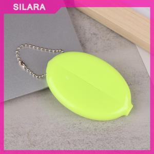 SILARA Small Oval Coin Purse Mini Earrings Rings Storage Box With Chain Solid Color PVC Fashion Portable Bag Pendant