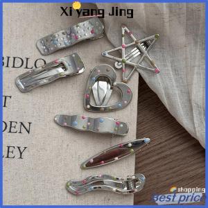XYJ Flash Sale Home Bạc Y2K Clip tóc cho phụ nữ thanh lịch kim loại Duckbill Clip Side bangs barrettes cô gái Phụ kiện tóc