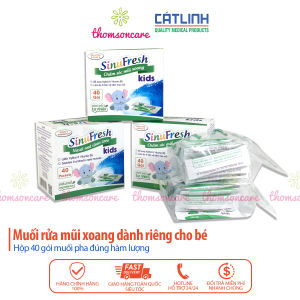 Muối sinufresh Kids hộp 40 gói hết chảy nước mũi ngạt mũi do cảm cúm dị ứng mùi xoang có thêm Xylitol giúp hết khô mũi vào thời tiết hanh khô mũi chảy máu cam dùng cho trẻ em vệ sinh mũi giảm hôi miệng