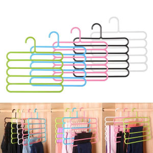 RL 5 layers Non-Slip Pants Hanger Multiple Velvet Clothes Hanger Closet Organizer 1piece COD
