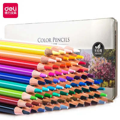 Hộp Bút Chì Màu Gốc Dầu Cao Cấp Deli - 24/36/48/72 Màu Đậm Tươi Sáng Tô Vẽ Tranh Phác Thảo Cho Người Mới Chuyên Nghiệp 6565 / 6566 / 6567 / 6568