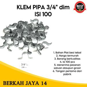 KLEM BESI PLAT PIPA UKURAN 3/4 INCH HARGA MURAH BARANG BERKUALITAS ISI 100 BIJI PER PACK TERLARIS