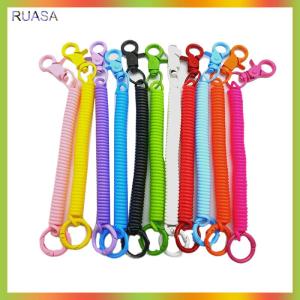 RUASA Colorful Lobster Clasp ID Card Holder Lanyard Keyring Anti-lost Spring Rope Retractable Keychain Mobile Phone Chain