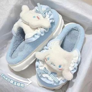 Free Shipping Hello Slippers And Cotton Slippers For Women Cute And Fluffy Winter Slippers Warm And Thick-Soled Non-Slip For Indoor Use