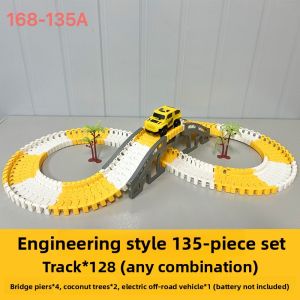 DIY Versatile track car building blocks ， Flexible track crawler engineering vehicle ， Childrens puzzle assembly toys