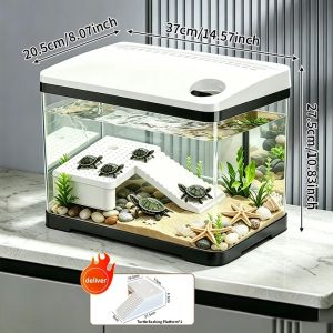 1PCBetta Fish Tank Household Desktop Ecological Aquarium for Living Room Small Aquarium