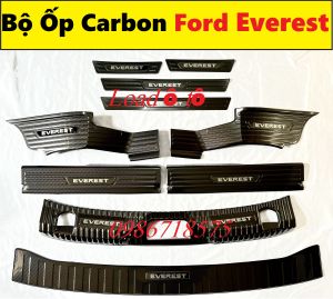 Full Bộ Ốp Chống Trầy Bậc Chân Và Cốp Sau Everest 2023 Mẫu Vân Carbon Cao Cấp