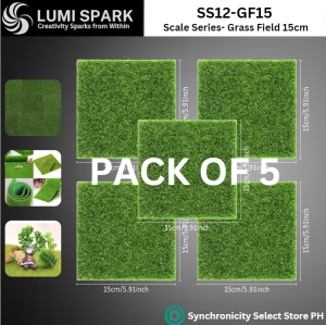 Artificial Landscape - Grass Mat Squares - 15x15cm Artificial DIY Grass Patch | SS12-GF15 | for Scale Models. Miniature Garden Aquarium Crafts Indoor & Outdoor Decor - Synthetic Turf for Pet Areas | LUMI SPARK Brand