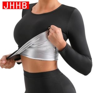 Body Shaper Sauna Suits Sweat Slimming Waist Trainer Tops Long Sleeve Compression Shirt Women Workout Tummy Control